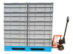 叉車(chē)、塑料托盤(pán)、塑料周轉箱的配合使用場(chǎng)景